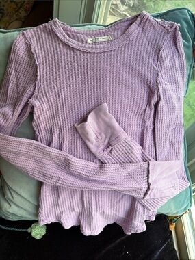 We The Free Lilac Long Sleeve Waffle Knit Top